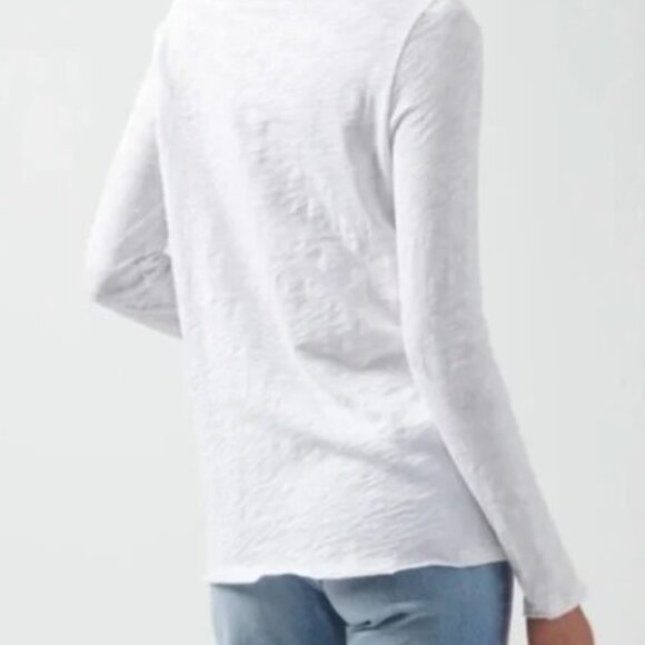 ATM Long Sleeve Destroyed Wash Crew in White Slub Jersey Knit Peru Medium - Picture 2 of 6